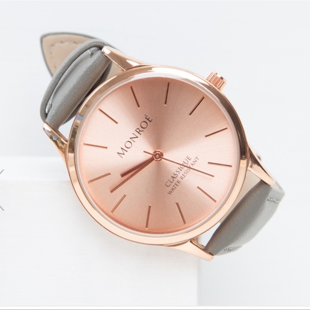 Monroe Women’s Rose Gold Tone Leather Watch